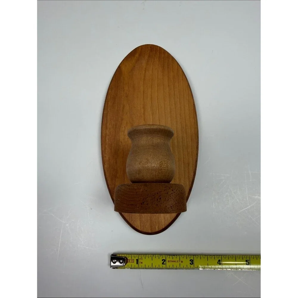 Vintage Mid Century Modern Teak Wall Candle Hold Scandinavian Style Wood Sconce